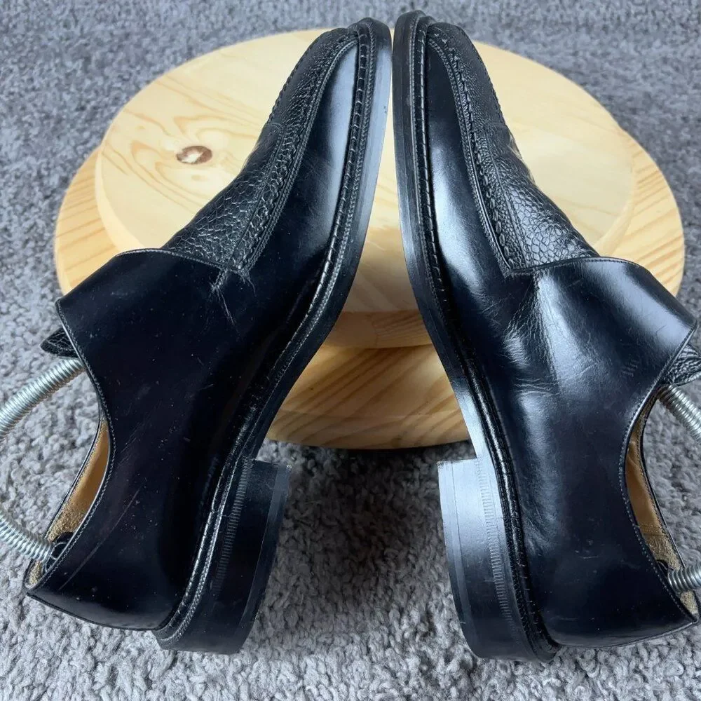 Brass Boot Oxford Genuine Ostrich Leather Mens 8.5 Black Shoe Handmade in Spain